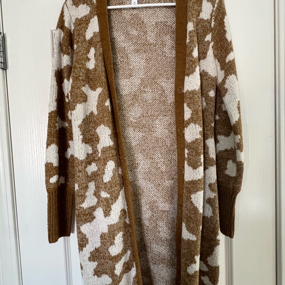 Nine West Brown and Cream Patterned Cardigan